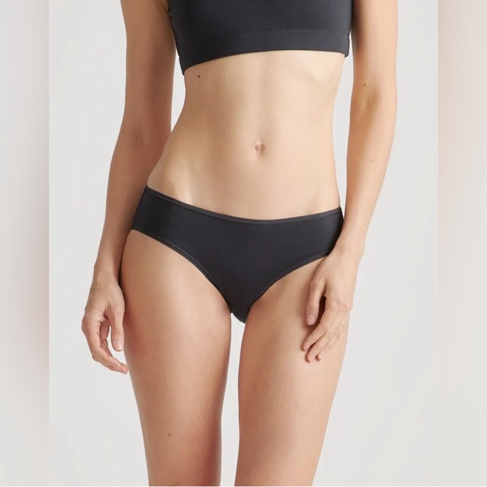 NIB Quince Women's Organic Cotton Black Hipster Underwear Sz M and XS 6-Pack